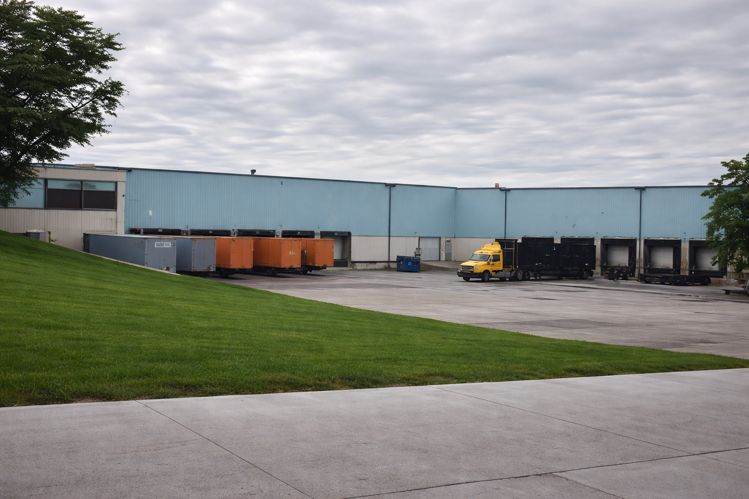 Industrial warehouse with loading docks